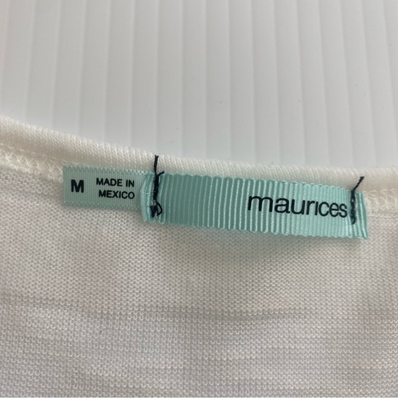 Maurices Think Happy Embellished Long Sleeve Heathered Stripe Tee Shirt M - Picture 6 of 9